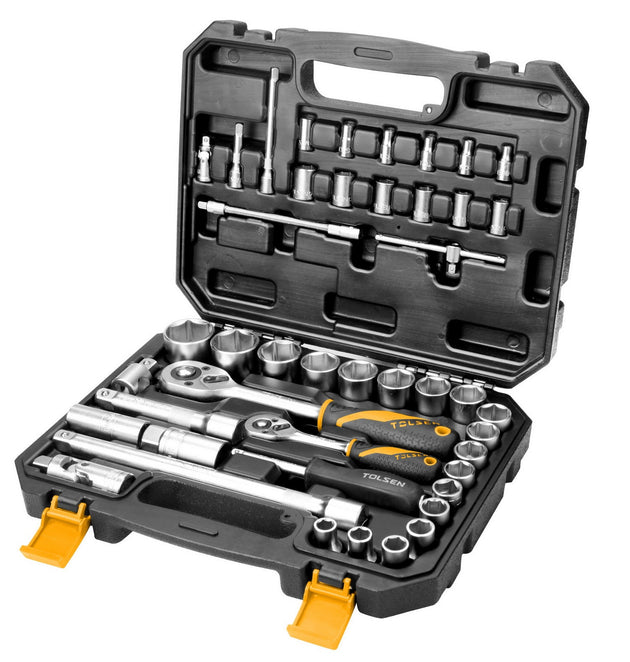 Tolsen Socket Set 1/4" 4-14mm & 1/2" 10-32mm 43pc (Industrial) - Buy Now Online at Trade DIY Direct