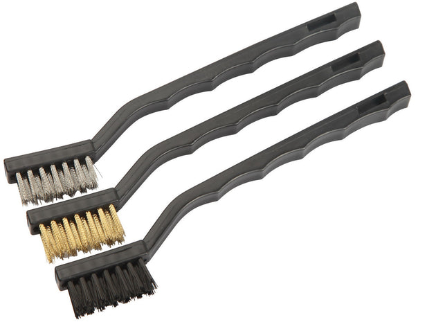 Tolsen Wire Brush Set 3pc 180mm Plastic Handle Steel/Ss/Nyon - Buy Now Online at Trade DIY Direct