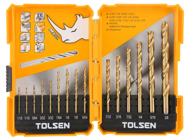 Tolsen Drill Set HSS M2 15pc Imperial (Industrial) - Buy Now Online at Trade DIY Direct