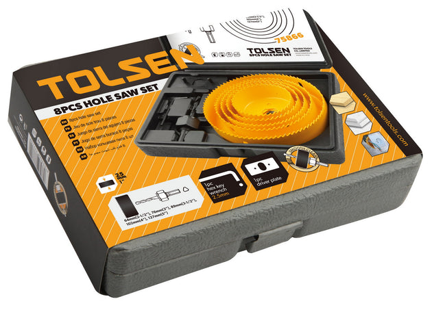 Tolsen Hole Saw Set 8pc Carbon Steel  (76,89,102,127) - Buy Now Online at Trade DIY Direct