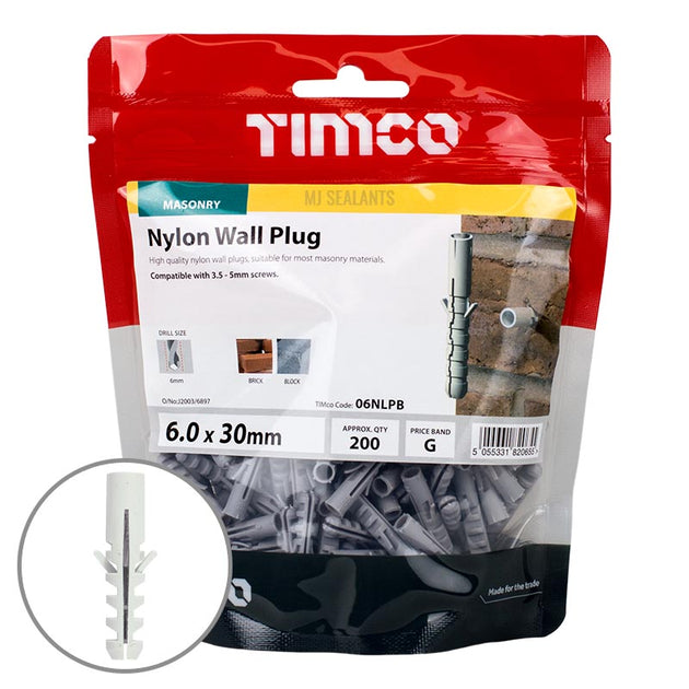 Timco Masonry Nylon Plug Various Sizes - Buy Now Online at Trade DIY Direct